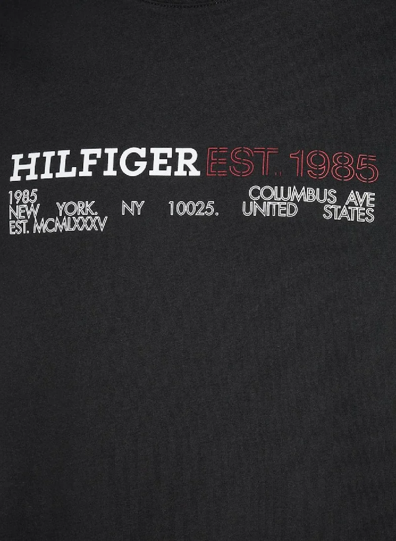 TOMMY HILFIGER Hilfiger Printed Chest Logo Crew Neck T-Shirt