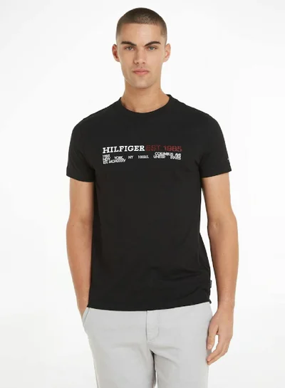 TOMMY HILFIGER Hilfiger Printed Chest Logo Crew Neck T-Shirt