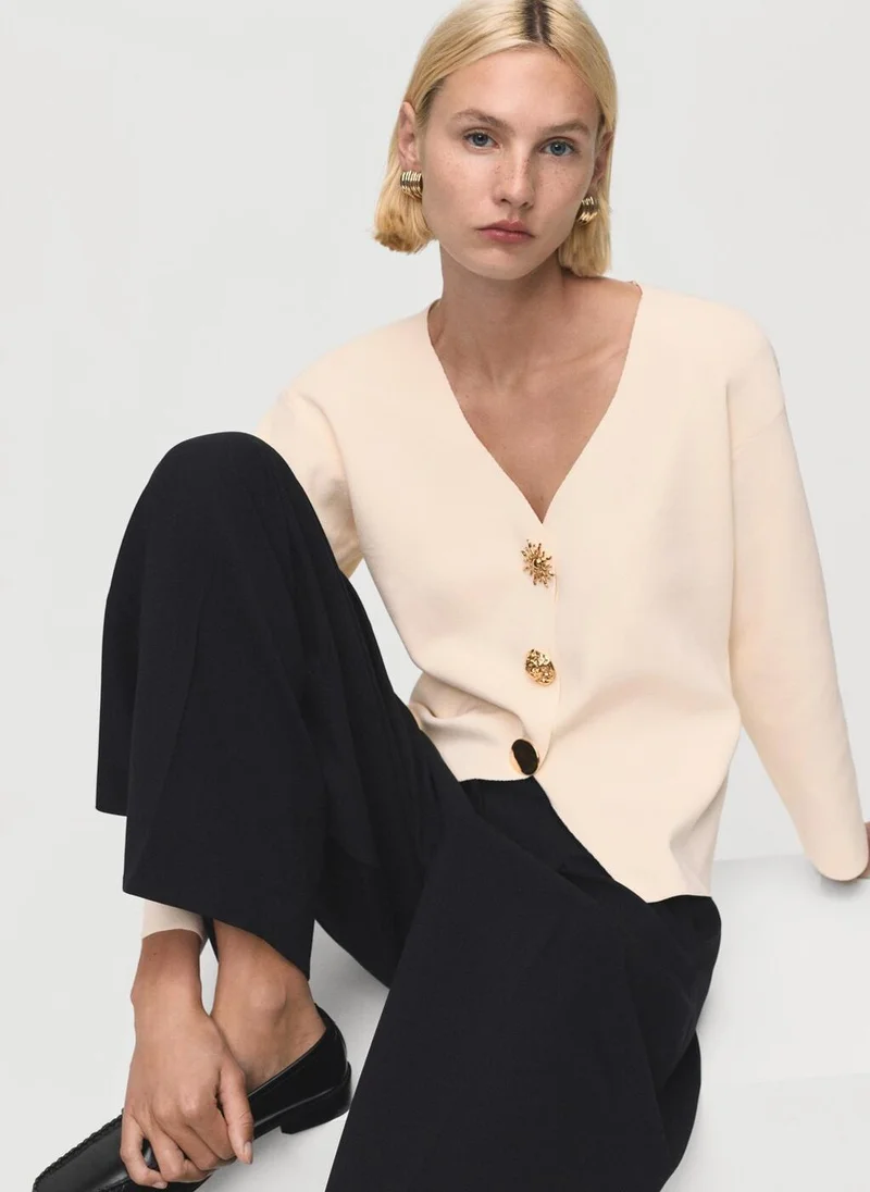 MANGO Knitted jacket with jewel buttons