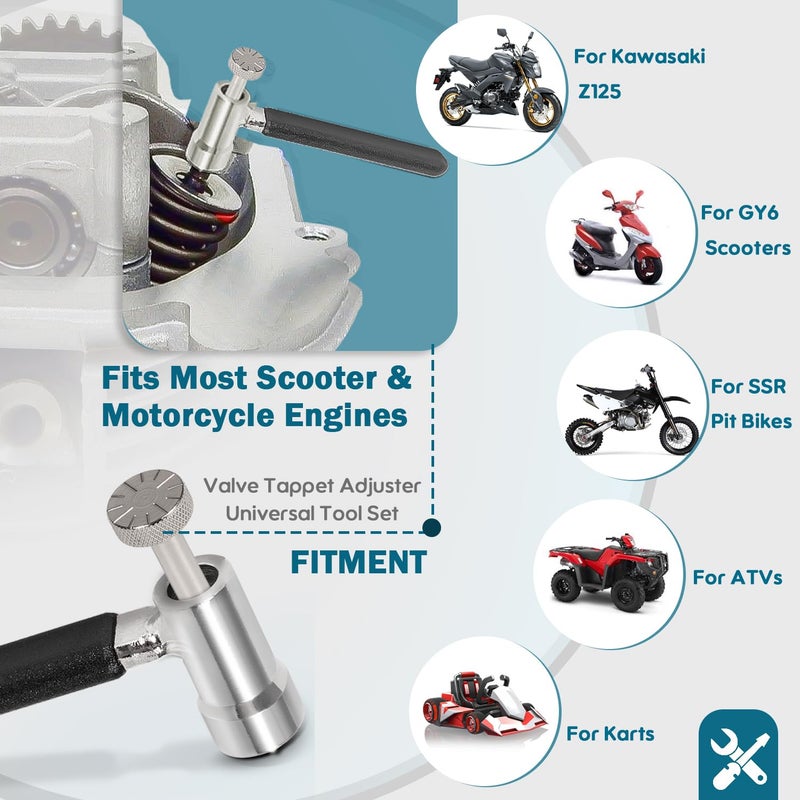 Camoo Valve Clearance Adjustable Wrench and Square Adjuster Tool Kit For Motorcycle Gy6 Scooter ATVs and ATCs Small Engines - Image 2