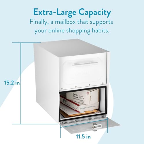 Architectural Mailboxes Oasis Classic Large High Security Parcel Mailbox, White - Image 3