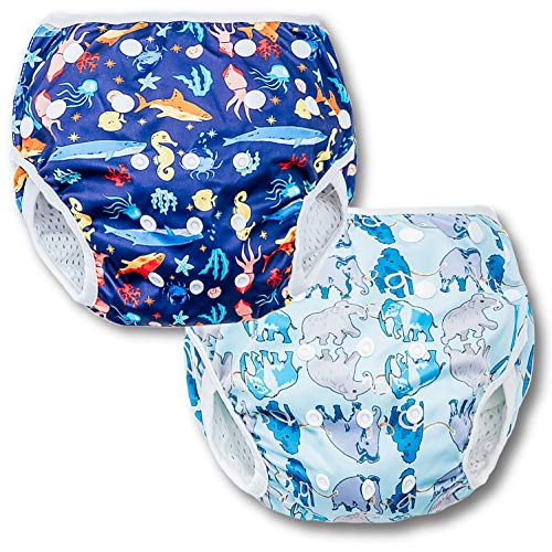 Joyo roy Reusable Swim Diaper 2pcs One Size Adjustable Baby Swim Diaper Reusable for Toddler Swimming Diapers Size 4 Soft Baby Boy Water Diapers 4T Pool & Beach Baby Essentials for Swimming Lessons - Image 1