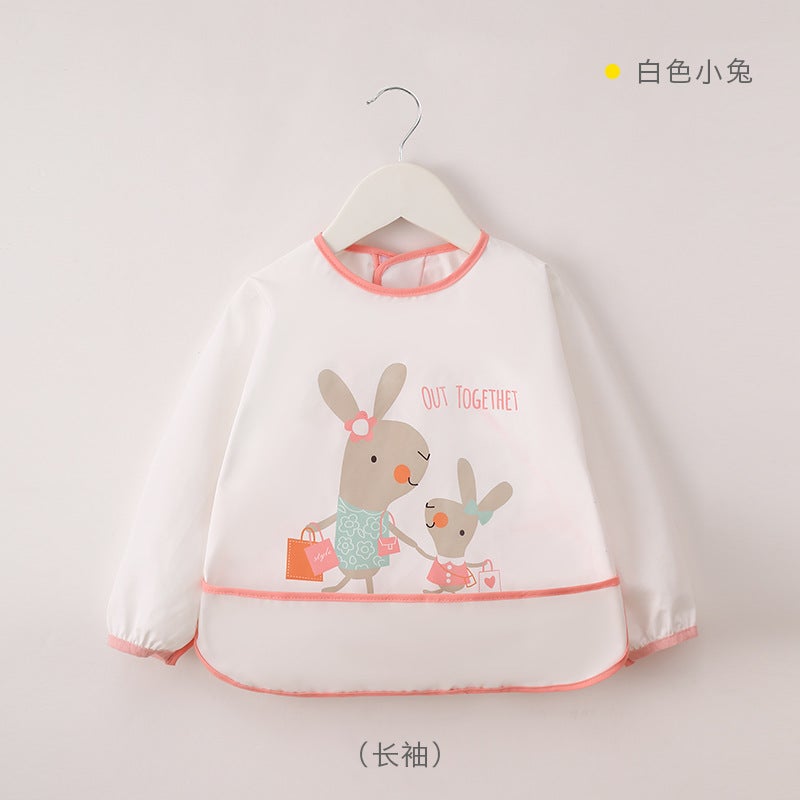 Babys Cover Autumn and Winter Breathable Waterproof Baby Apron Childrens Clothing Bib Anti-Dressing Meal Clothes Super plus size Long-sleeved rabbit 