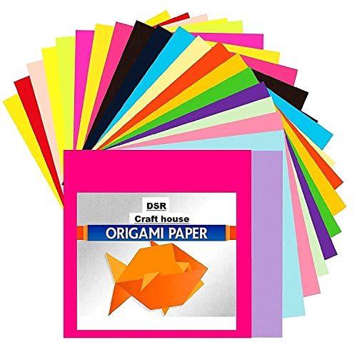 D S R ECLET A5 Origami Paper, Double Sided Color Origami Paper kit, 100 Sheets Multicolor Square Easy fold paper with Origami manual for Beginner, Gifts for Paper & Paper Crafts DIY Projects. (6x6inch) - Image 1