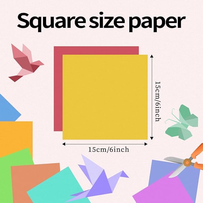 D S R ECLET A5 Origami Paper, Double Sided Color Origami Paper kit, 100 Sheets Multicolor Square Easy fold paper with Origami manual for Beginner, Gifts for Paper & Paper Crafts DIY Projects. (6x6inch) - Image 4