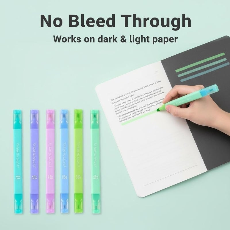 konket 6Pcs Aesthetic Cute Highlighters with Soft Chisel Tip,Bible Highlighters No Bleed, Quick Dry Highlighter Markers - Image 5