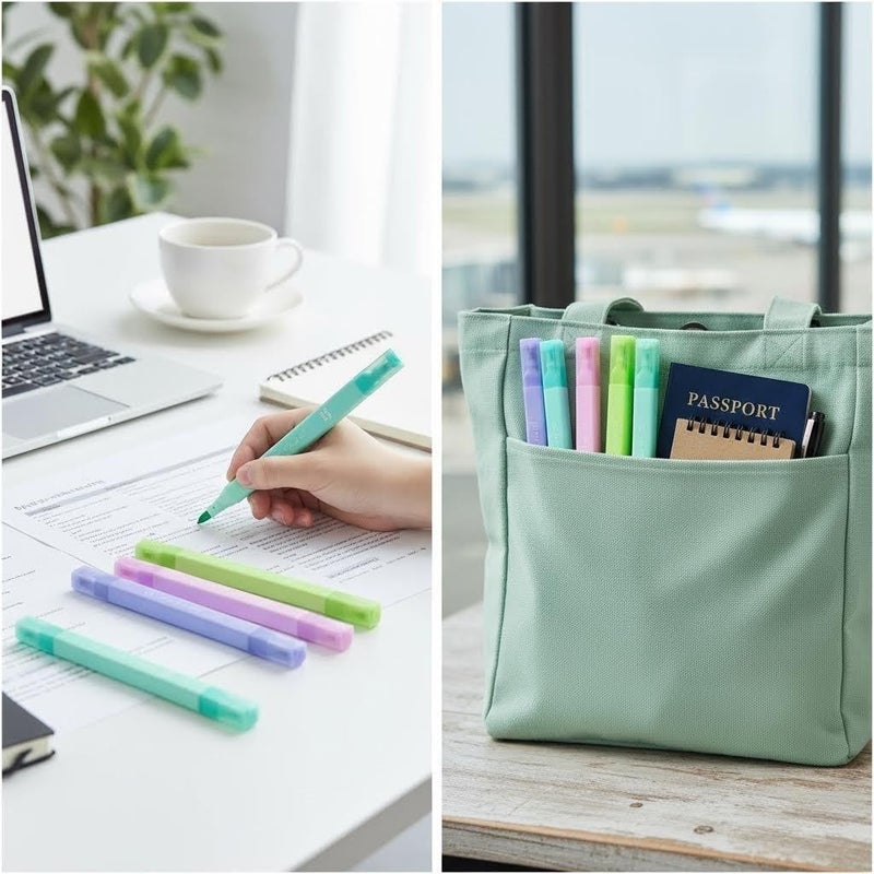 konket 6Pcs Aesthetic Cute Highlighters with Soft Chisel Tip,Bible Highlighters No Bleed, Quick Dry Highlighter Markers - Image 2