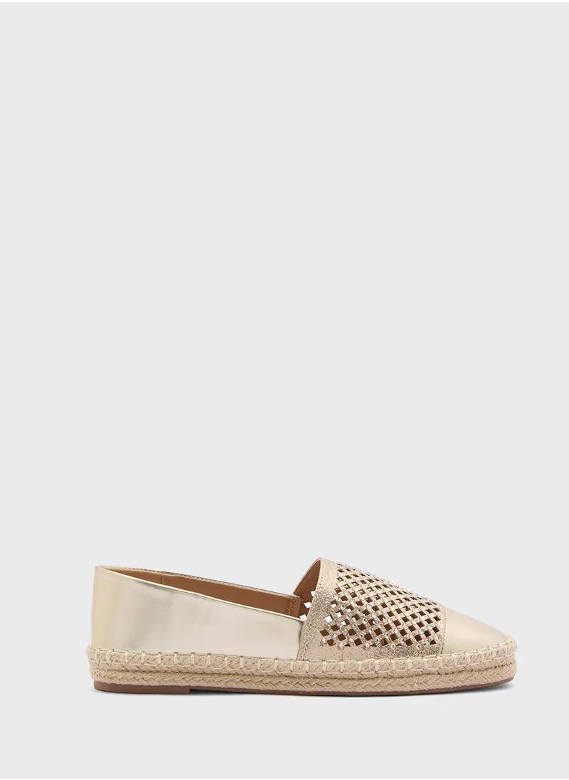 Ginger Cut Work Diamante Espadrille