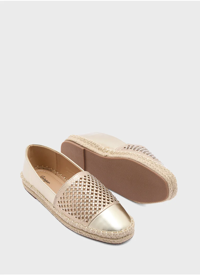 Ginger Cut Work Diamante Espadrille