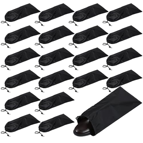 Tolare 20 Pack Dust Bags For Shoes, Fabric Shoes Bags For Travel, Shoe Bag With Drawstring, Reusable Single Shoe Pouch For Protecting And Storing Shoes, Shoe Dust Bags For Men Women, Black - Image 1