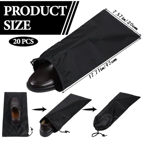 Tolare 20 Pack Dust Bags For Shoes, Fabric Shoes Bags For Travel, Shoe Bag With Drawstring, Reusable Single Shoe Pouch For Protecting And Storing Shoes, Shoe Dust Bags For Men Women, Black - Image 2
