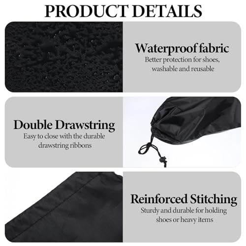 Tolare 20 Pack Dust Bags For Shoes, Fabric Shoes Bags For Travel, Shoe Bag With Drawstring, Reusable Single Shoe Pouch For Protecting And Storing Shoes, Shoe Dust Bags For Men Women, Black - Image 4