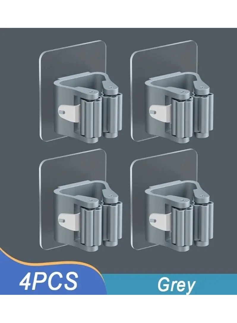 ماسية 4 قطع حامل مكنسة وممسحة ذاتي اللصق - تثبيت قوي بدون ثقب، مضاد للانزلاق، مثالي للمنزل والمطبخ والحمام - Image 2