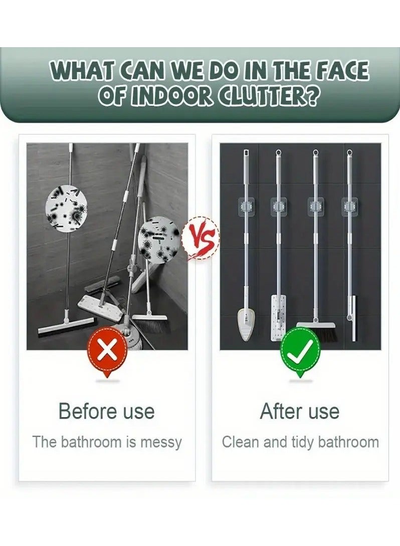 ماسية 4 قطع حامل مكنسة وممسحة ذاتي اللصق - تثبيت قوي بدون ثقب، مضاد للانزلاق، مثالي للمنزل والمطبخ والحمام - Image 3