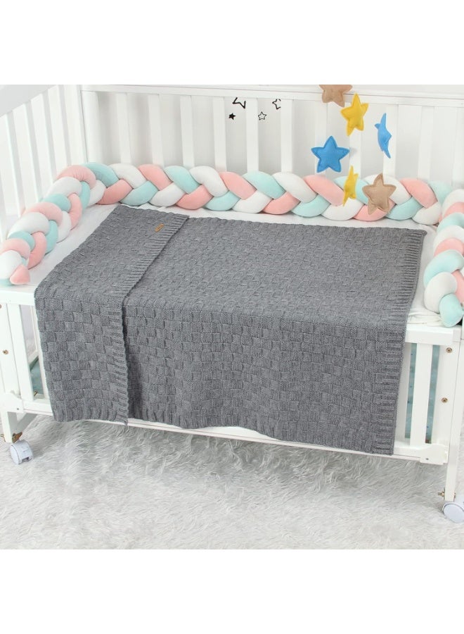 Grey Crochet Blanket Cable Knit Blanket Safe Baby Blanket Toddler Knit Blanket Boys Waffle Knit Baby Blanket Size 40x30 Inches - Image 4