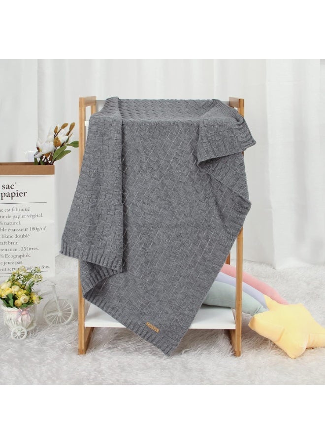 Grey Crochet Blanket Cable Knit Blanket Safe Baby Blanket Toddler Knit Blanket Boys Waffle Knit Baby Blanket Size 40x30 Inches - Image 5