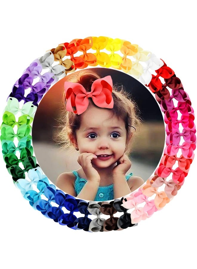 WILLINGTEE (40pcs hair bow clips) - 40 Colours 11cm Hair Bows Clips Grosgrain Ribbon Bows Hair Alligator Clips Hair Barrettes Hair Accessories for Girls Toddler Infants Kids Teens Children - Image 1
