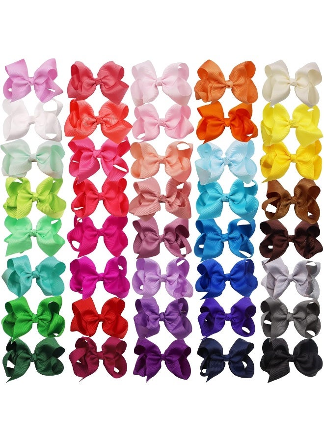 WILLINGTEE (40pcs hair bow clips) - 40 Colours 11cm Hair Bows Clips Grosgrain Ribbon Bows Hair Alligator Clips Hair Barrettes Hair Accessories for Girls Toddler Infants Kids Teens Children - Image 2