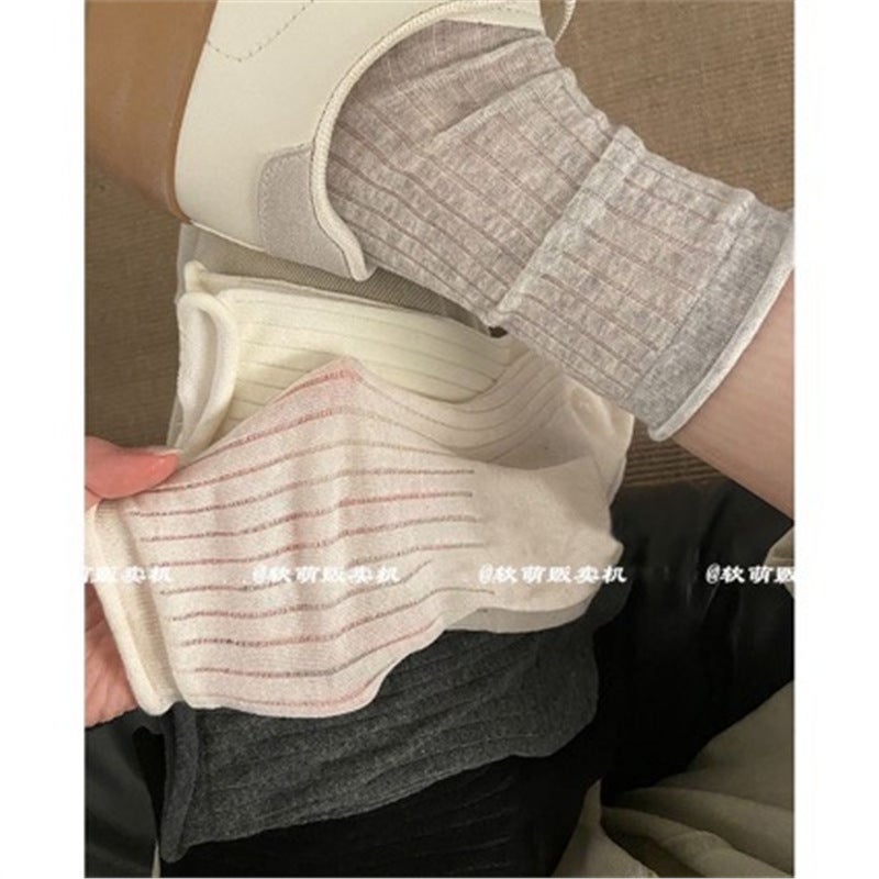 Lightweight Striped Womens Mid-Calf Socks Light gray - Image 5