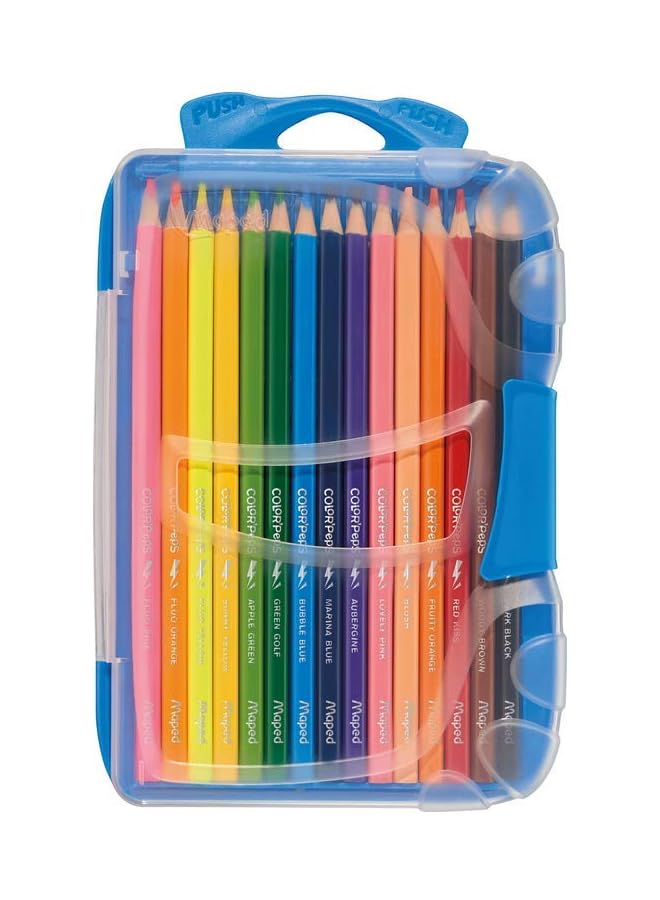 Maped M832035 Smart X12 + X3 Fluo Crayons Color Peps Box 12 Pcs With 3 Complimentary Complex Yellow Orange Blue Navy Green Brown Pink Red Black - Image 1