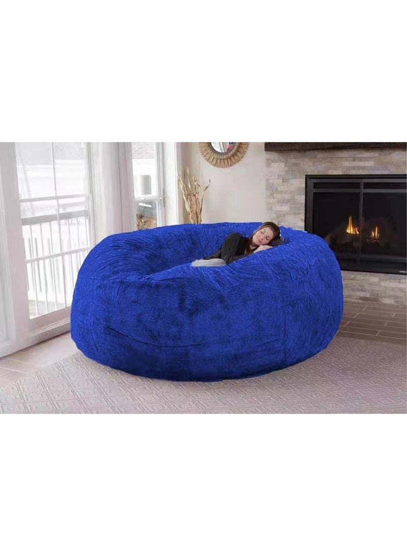 LIMOS Large Bean Bag Cover(Filler Not Included) Round Soft Fluffy Cover with Faux Fur - Image 1