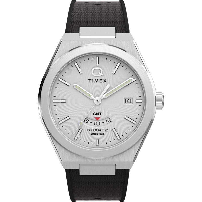 TIMEX ساعة تيمكس للرجال كونتيننتال 39 مم حزام أسود قرص فضي علبة من الفولاذ المقاوم للصدأ - Image 2