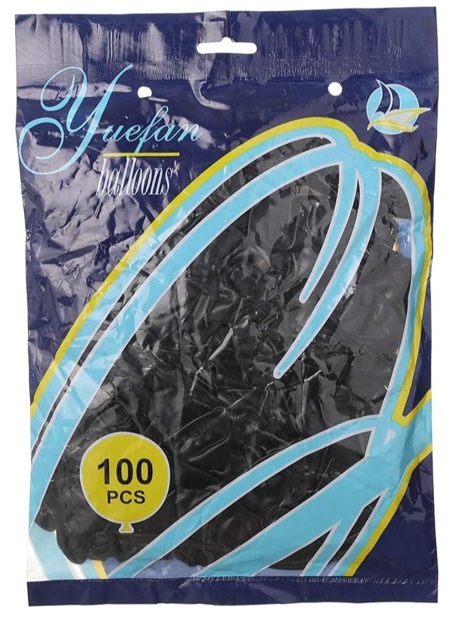 Yuefan Balloons Latex Balloon, 100 Pieces - Black - Image 1
