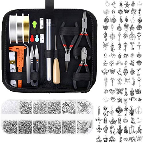 Audab Jewelry Making Kit with Tools, Wires, Charms and Findings for Jewelry Making and Repair - Image 1