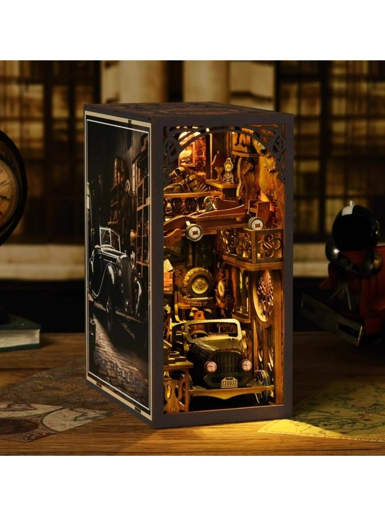 كوخ متحف السيارات، نماذج سيارات صغيرة مصنوعة يدويًا، ألعاب كتل بناء منزلية صغيرة الحجم، هدية مثالية، طقم زواية كتب مصنوعة يدويًا - Image 5