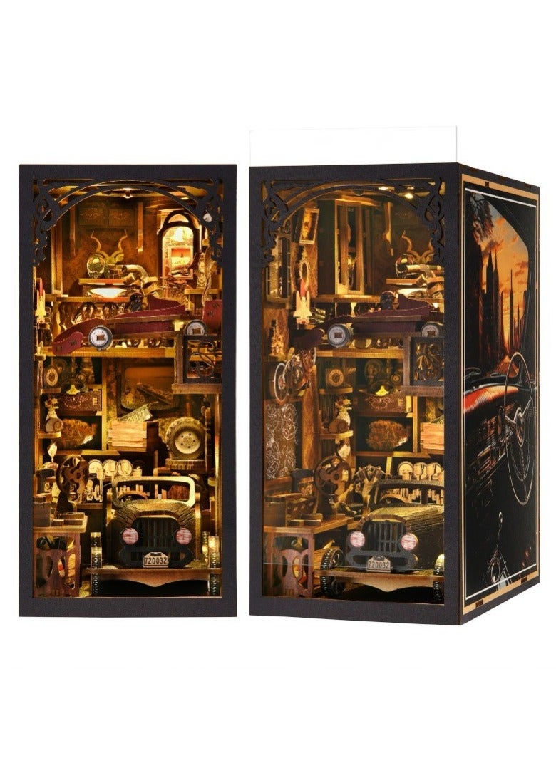 كوخ متحف السيارات، نماذج سيارات صغيرة مصنوعة يدويًا، ألعاب كتل بناء منزلية صغيرة الحجم، هدية مثالية، طقم زواية كتب مصنوعة يدويًا - Image 1