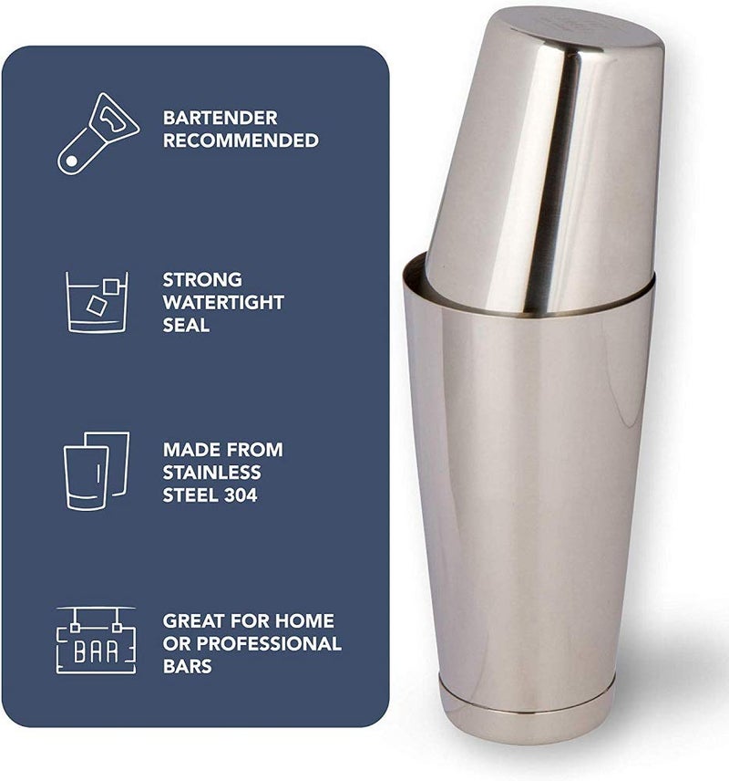 NJ Perfect Seal and Easy Open Stainless Steel Boston Shaker, Professional Bartender Cocktail Shaker Set : 540 ml & 840 ml shakers, Cocktail Shaker, Perfect for Beginner in Bartending : 2 Pcs Set - Image 2