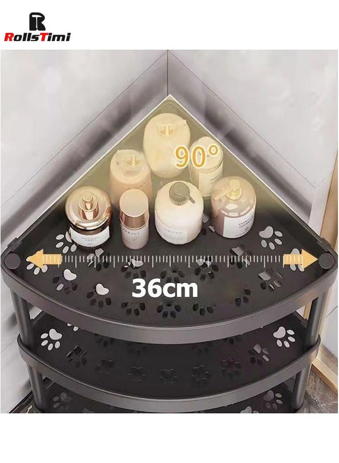 رولستيمي 4 طبقة رف زاوية المتداول عربة التخزين ، الثلاثي الجوف خارج المتداول عربة خدمات للمطبخ ، الحمام ، الغسيل ، الأماكن الضيقة ، أسود - Image 5