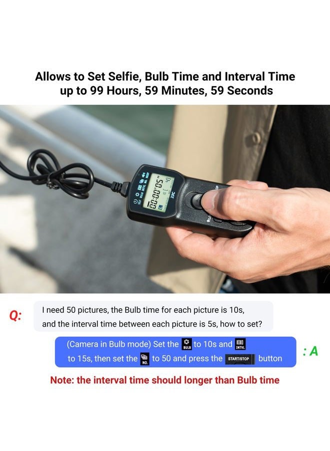 JJC TC-80N3 Intervalometer Timer Remote Shutter Release Time Laspe for Canon EOS R1 R5 Mark II R3 5D Mark IV III II 6D Mark II 7D Mark II 5DsR 1Dx Mark III II 1Ds Mark III 50D 40D & More Canon Cameras - Image 3