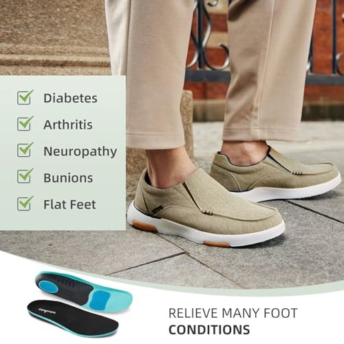 OrthoComfoot Mens Orthopedic Ultralight Shoes, Plantar Fasciitis Sneakers with Soft Cushion Footbed, Heel and Foot Pain Relief Driving Shoes Khaki Size 11.5 - Image 4