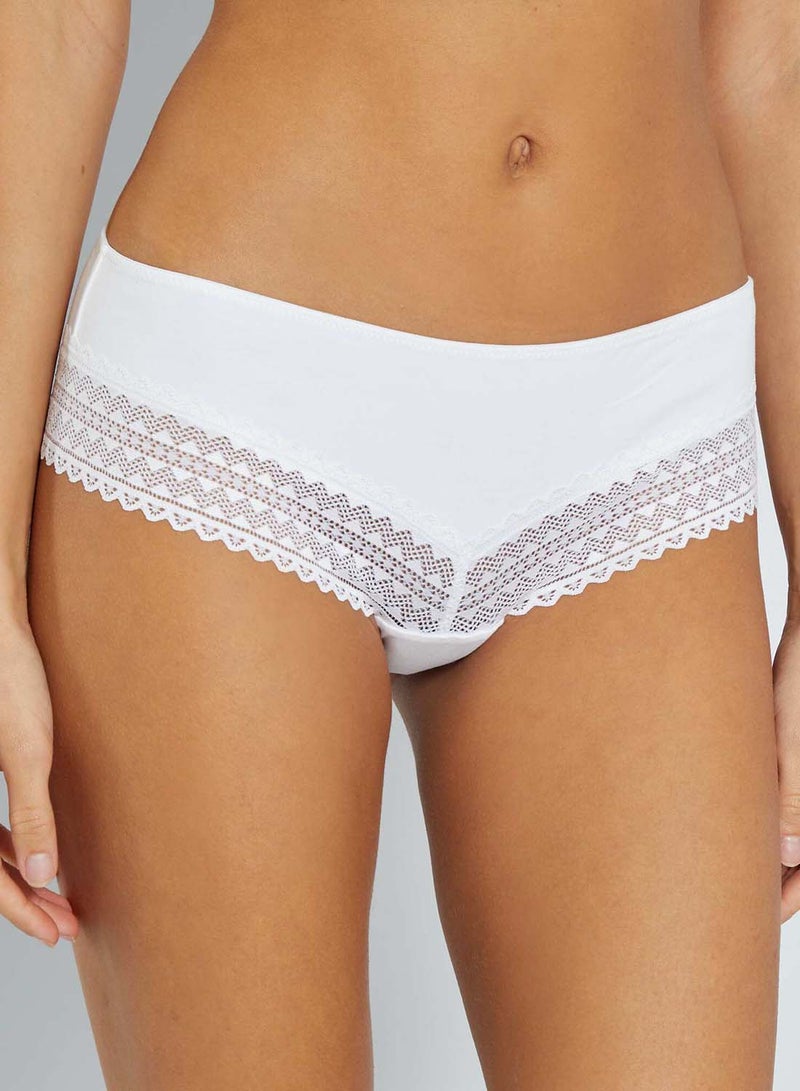 Kiabi pack-of-3-cotton-and-lace-boy-shorts-blue - Image 2