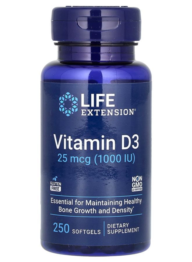 Vitamin D3 25 mcg (1000 IU) 250 Softgels