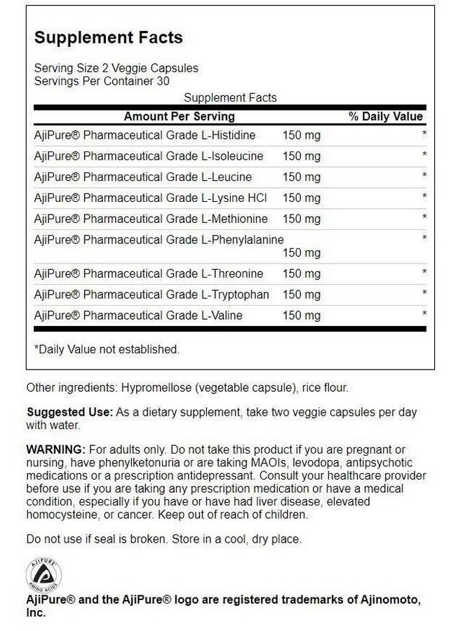 SWANSON سوانسون أجيبيور 9 تركيبة الأحماض الأمينية الأساسية من الدرجة الصيدلانية 60 كبسولة نباتية - Image 2