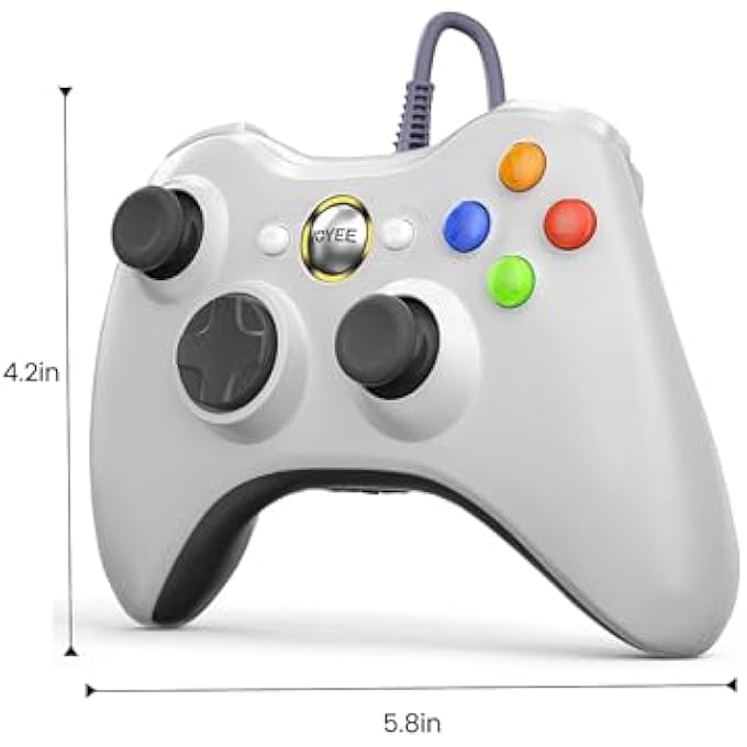 VOYEE PC CONTROLLER, WIRED CONTROLLER COMPATIBLE WITH MICROSOFT XBOX 360 & SLIM/PC WINDOWS 10/8/7, WITH UPGRADED JOYSTICK, DOUBLE SHOCK | ENHANCED (WHITE) - Image 2