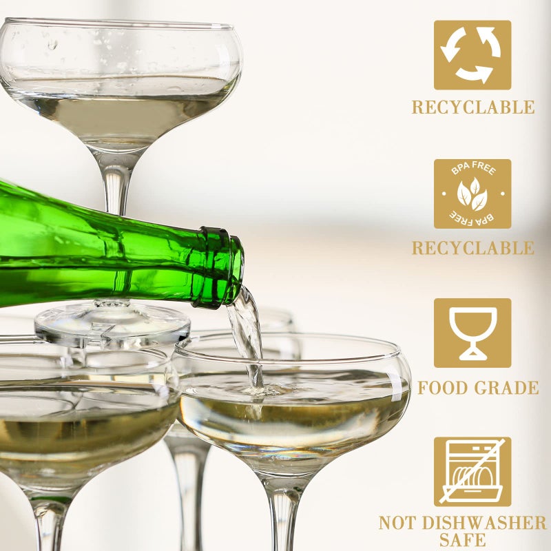 Zopeal 50 Pcs Champagne Glasses 5 oz Unbreakable Plastic Martini Glasses Disposable Wine Cups Stackable Stemmed Champagne Coupe Shatterproof Party Stem Cups for Wedding Birthday Bar (Clear) - Image 3