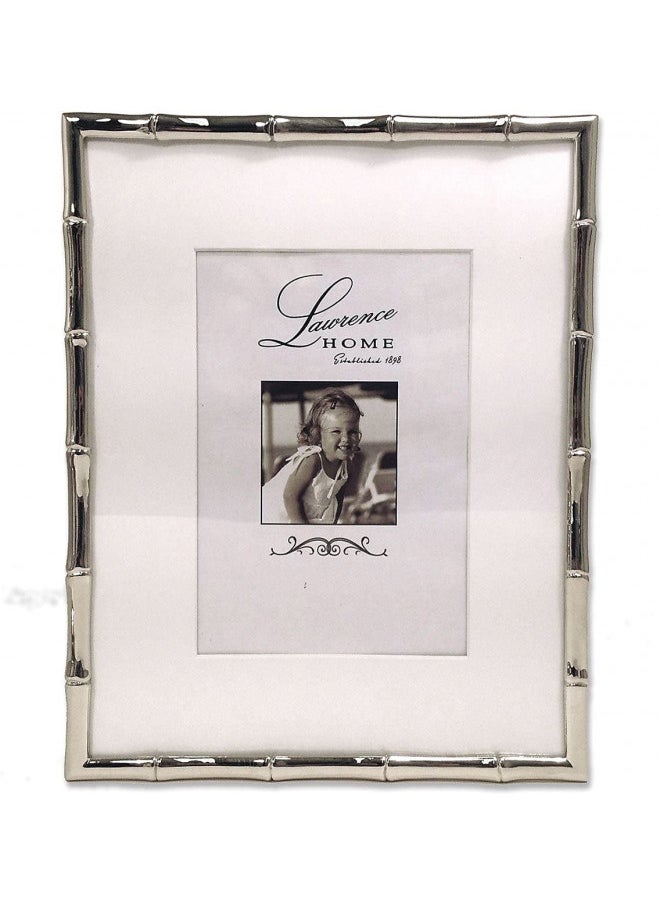 Lawrence Frames Lawrence Frames Bamboo Design Metal Frame, 8x10, Matted 5x7, Silver 
