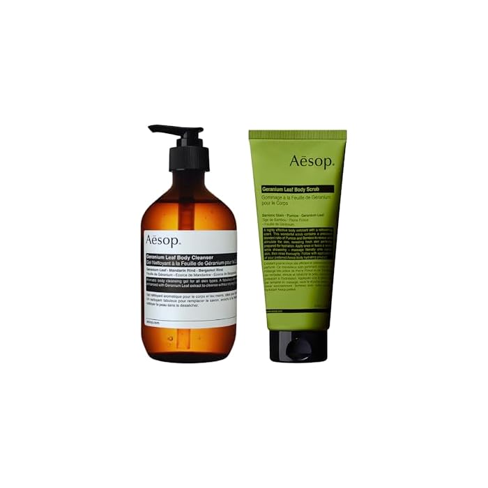 Aesop Geranium Leaf Body Cleanser + Scrub | 16.9 oz + 6.2 oz