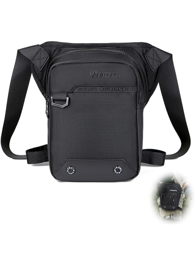 PROMASS promass Drop Leg Bag, Motorcycle Tactical Fanny Pack Waterproof Thigh Bag with Removable Strap for Hiking, Climbing, Cycling, Fishing, Riding, Travel, Black - Image 1