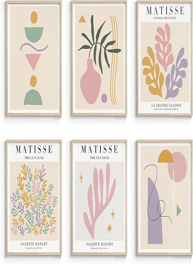 InSimSea Matisse Wall Art Exhibition Poster & Prints, Boho Wall Posters for Room Aesthetic, Abstract Art Prints UNFRAMED, 8x10in, Set of 6