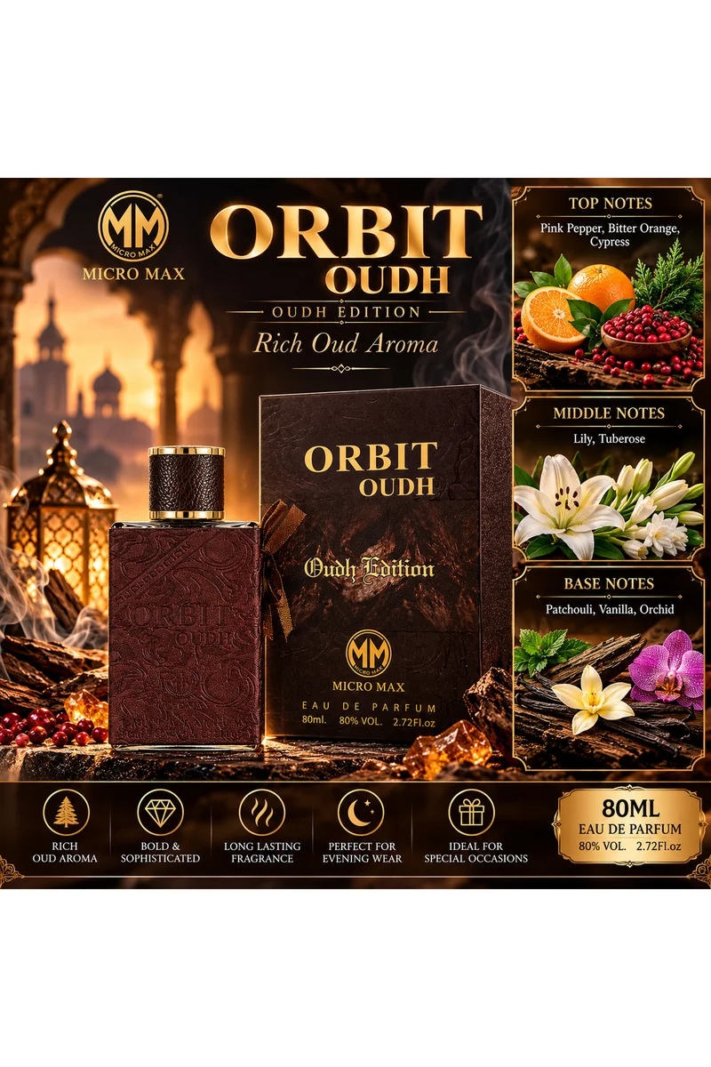 محبوب للعطور Micromax Oudh Oudh Edition Eau de Parfum 80ml | Rich Oud & Woody Fragrance | Bold Arabian Scent