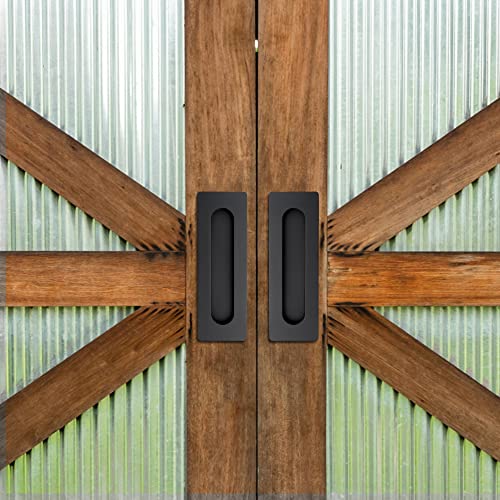 Malimali 7 Inch Large Recessed Finger Flush Pulls for Barn Door Pocket Door, Heavy Duty Sliding Closet Door Handle, Matte Black Stainless Steel Rectangular Door Pulls Hardware(2 Pack) - Image 5