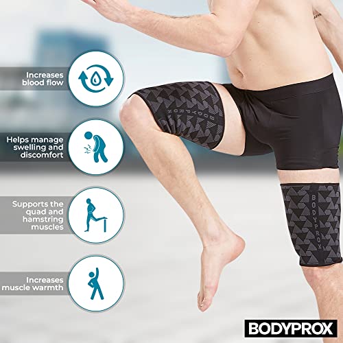 Bodyprox Thigh Compression Sleeve (1 Pair), Hamstring Compression Sleeve for Men and Women (Small) - Image 3