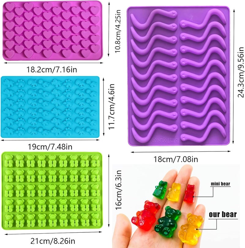 Apiocmy Gummy Candy Molds - Silicone Mini Gummy Bear/Hearts/Dinosaur/Gummy Worm Mold for Kids with 2pcs Dropper,Non-stick and Bpa Free for Candy Chocolate Gummies Baking - Image 2