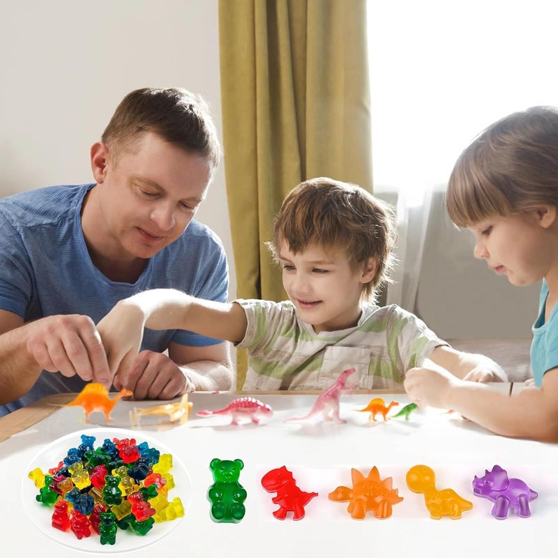 Apiocmy Gummy Candy Molds - Silicone Mini Gummy Bear/Hearts/Dinosaur/Gummy Worm Mold for Kids with 2pcs Dropper,Non-stick and Bpa Free for Candy Chocolate Gummies Baking - Image 3