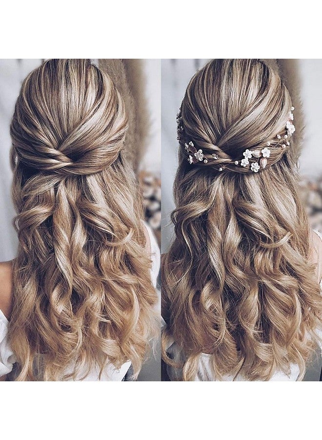 JAKAWIN Bride Flower Wedding Hair Vine Crystal Hair Piece Pearl Bridal Headpiece Leaf Hair Accessories For Women And Girls Hv103 (Gold)  - Image 5