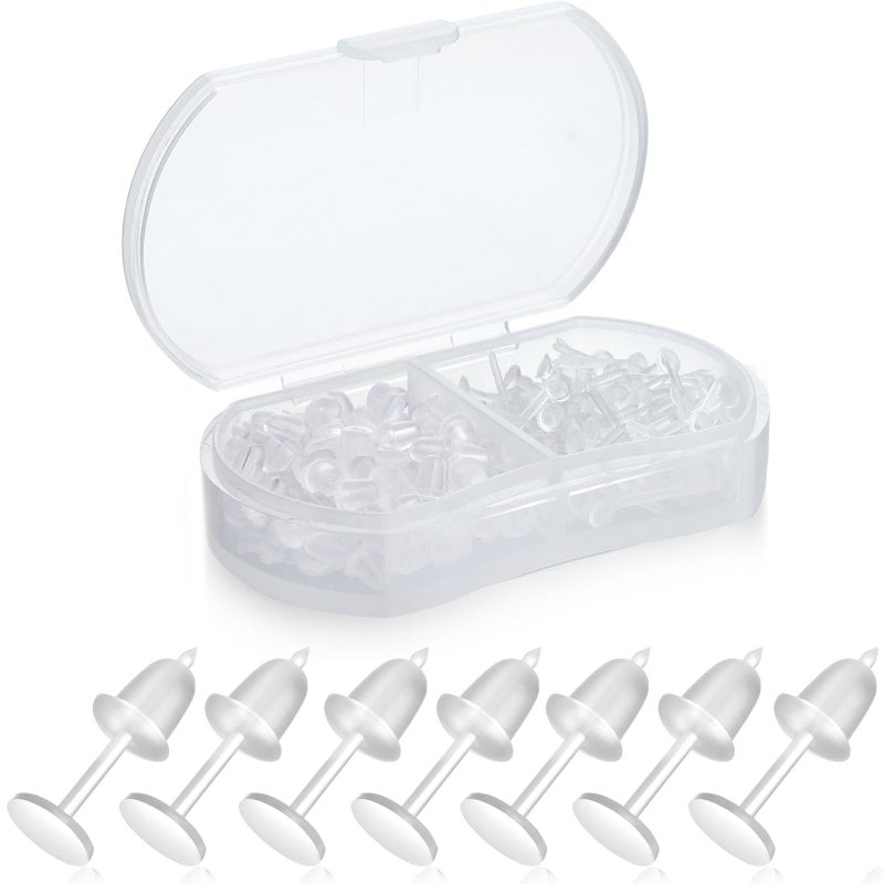 Formulen 5mm Plastic Earrings for Sports - Clear Post Studs, Flat Silicone Rubber Earrings for DIY - Image 1